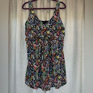 Fit 4 U (Fit 4 UR Hips) Black Floral Swim Romper size 22W